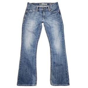 BKE Fulton Bootcut Jeans Womens 28 Distressed Denim Thick Stitch Western Cowgirl